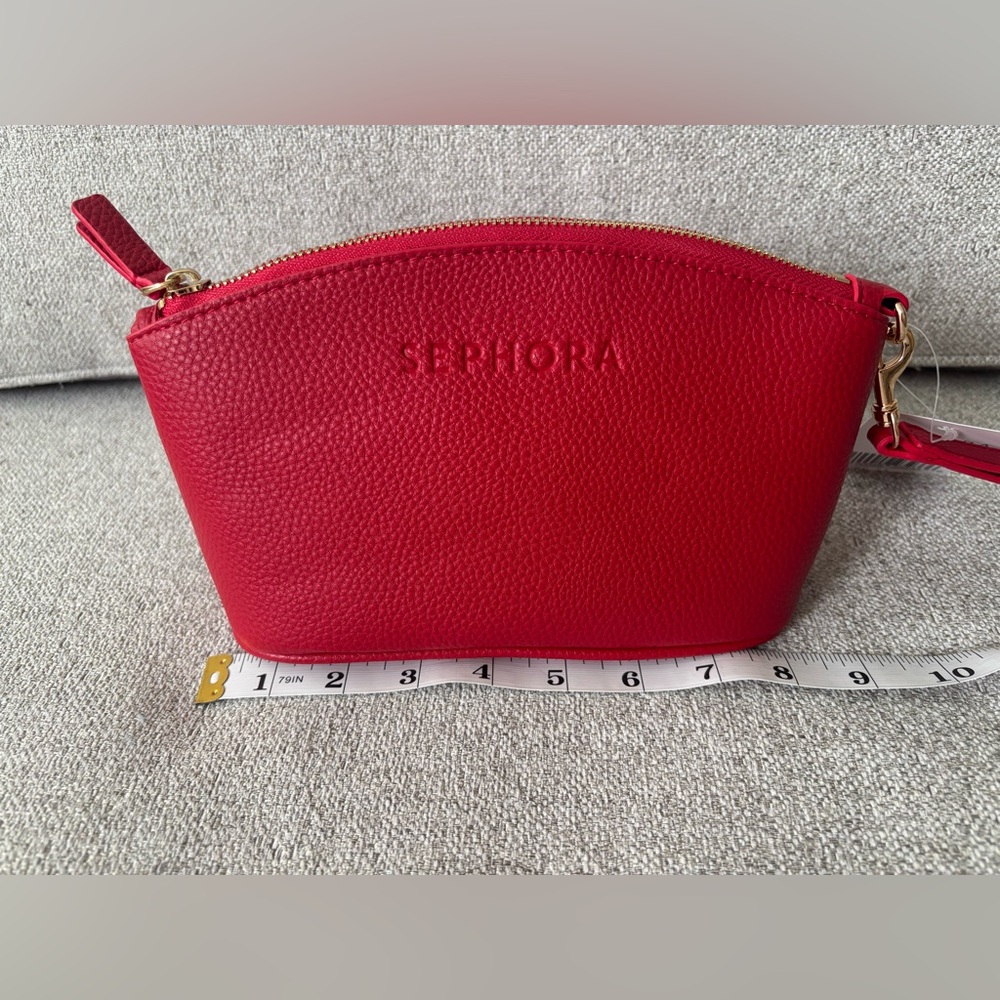 2/$20 SEPHORA | Red Pebbled Faux Leather Make Up Bag - Picture 4 of 6